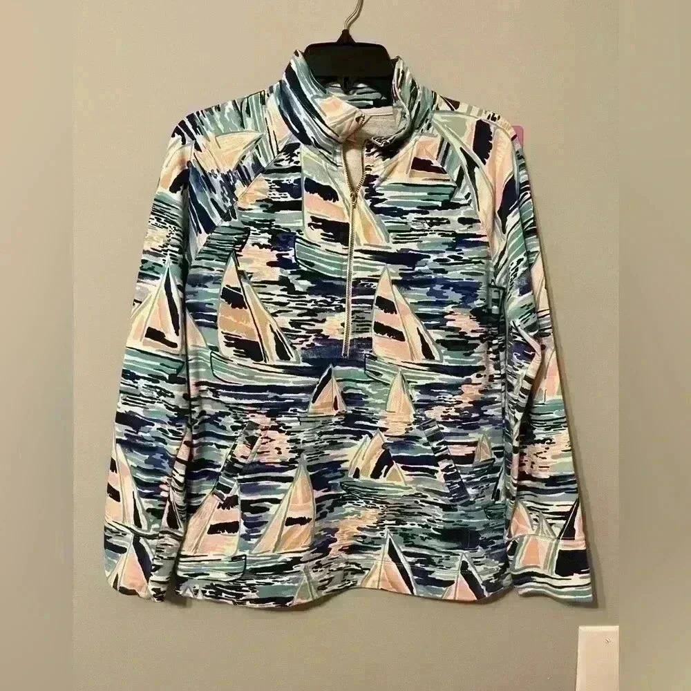 Lilly Pulitzer Nautical Pull Over w/ front Pockets size Small